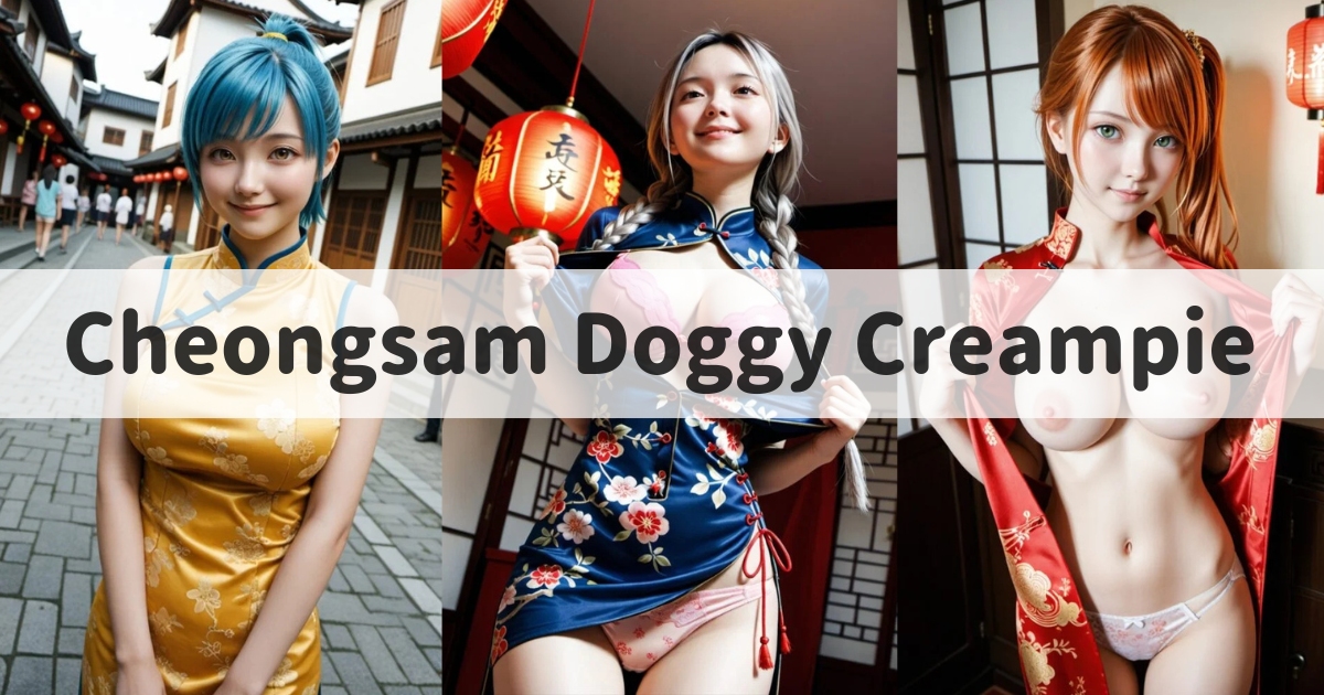 Photo-Realistic AI Babe Cheongsam Busty Standing Doggy Creampie