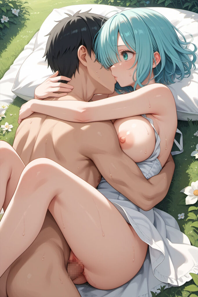 サンドレスでだいしゅきホールドの正常位でセックスしているAIイラスト