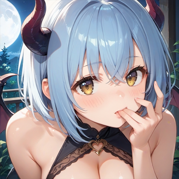 サキュバスの口に指を入れるポーズ02
