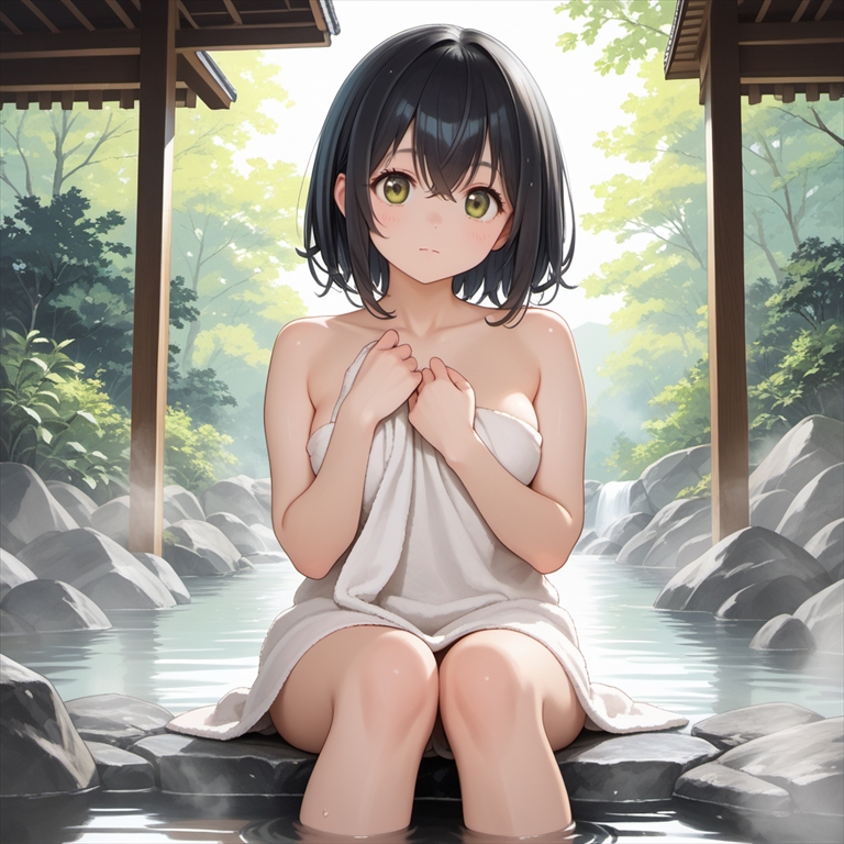 「温泉に入る前の人妻」のイラスト01
