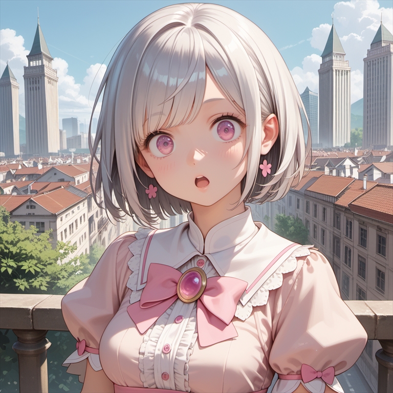 「街が見つけた何かに驚く魔法少女」のイラスト03