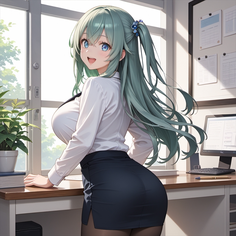 黒ストッキングを履いたOLのイラスト03