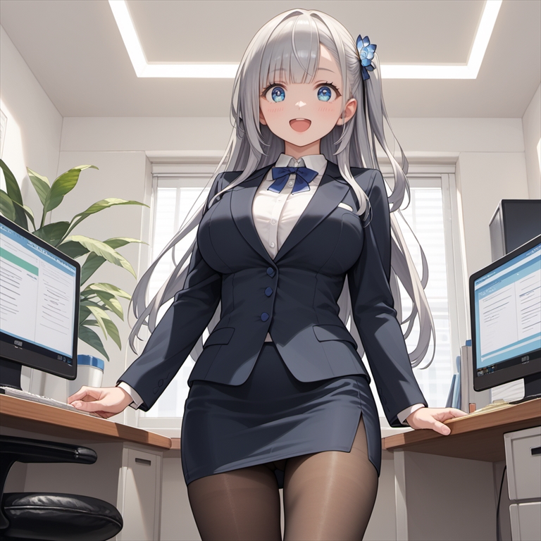黒ストッキングを履いたOLのイラスト01