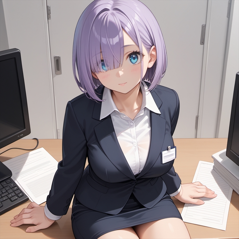 「オフィスで働く巨乳OL」のイラスト02