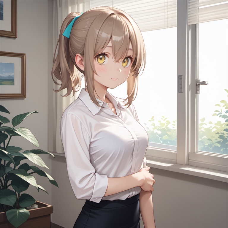 「オフィスで働く巨乳OL」のイラスト01