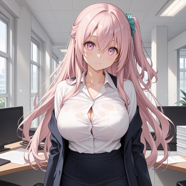「オフィスで働く巨乳OL」のイラスト02