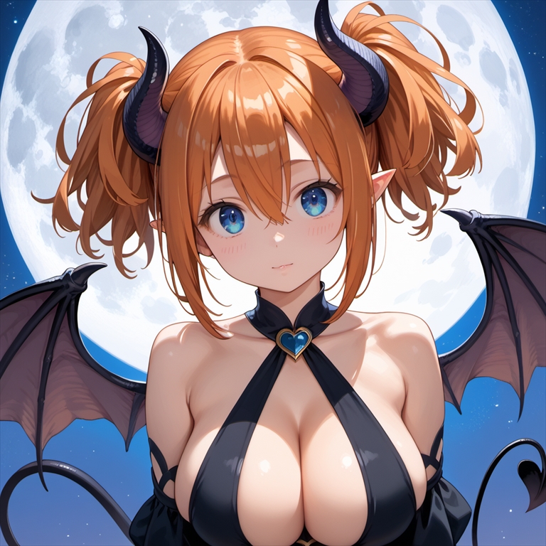 月夜の番に現れたサキュバスのイラスト01