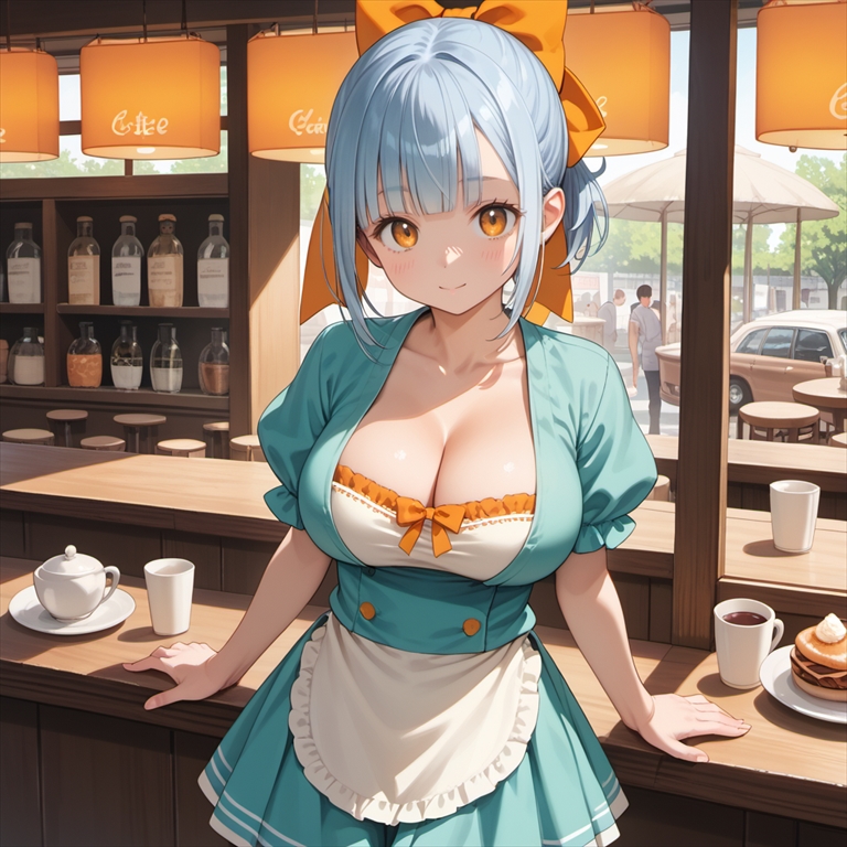 「人気のカフェにいるウェイトレス」のイラスト03