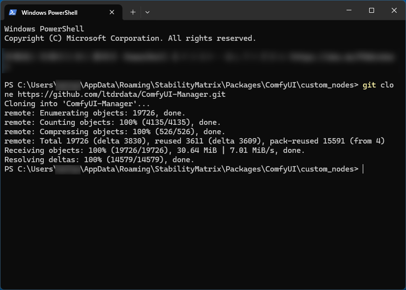 ComfyUIのManagerがインストールされる