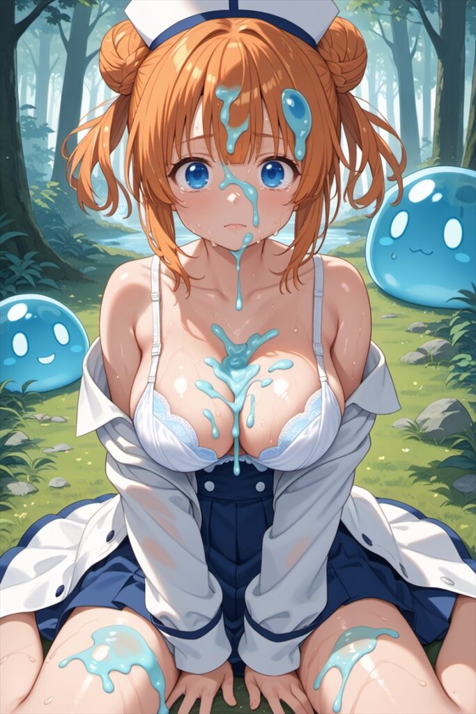「スライムにぬるぬるにされる僧侶の女の子」のイラスト01