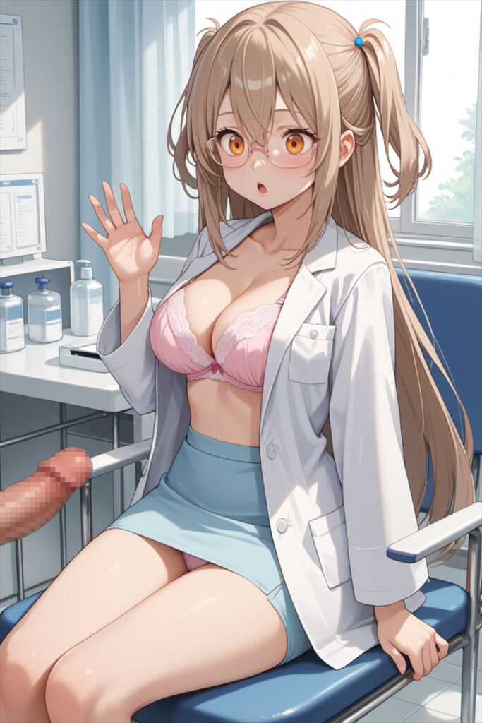 「大きくなったものを見て驚く保健の先生」のイラスト03