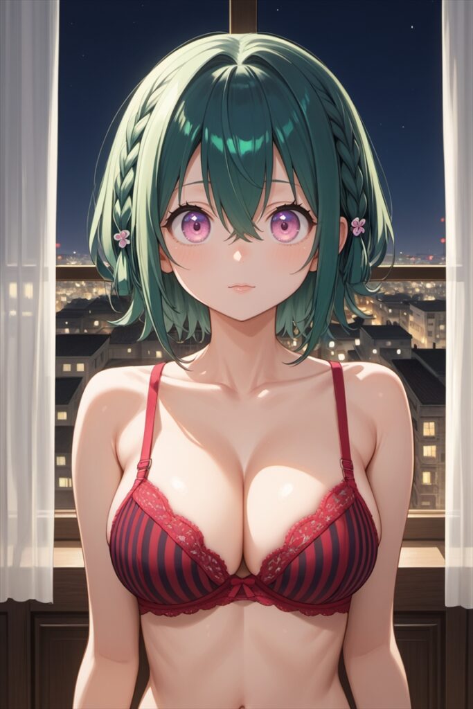 ストライプのブラのエロいAIイラスト01