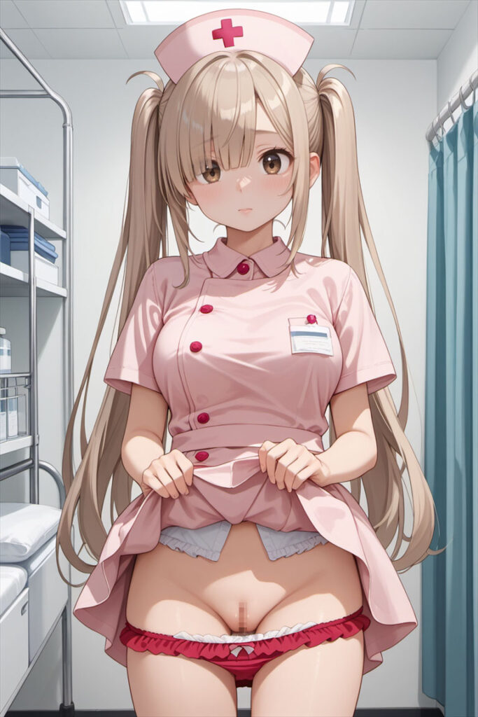 フリルのパンティのエロいイラスト(ナース)