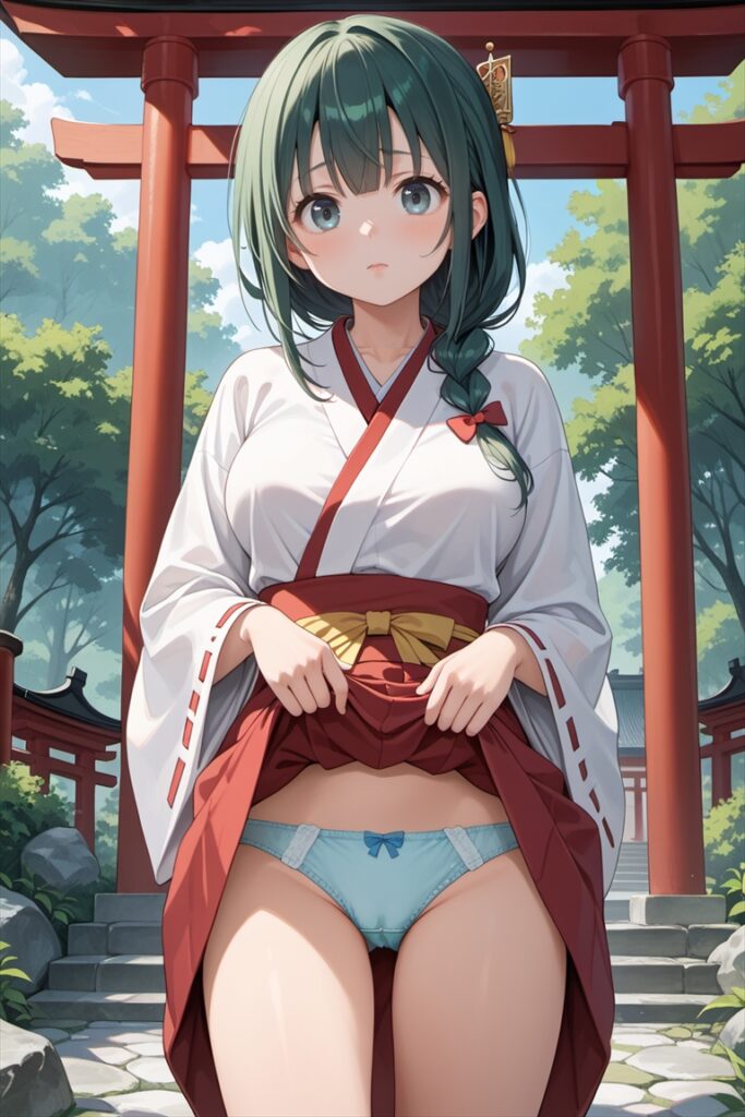 リボンつきのパンティのイラスト(巫女)
