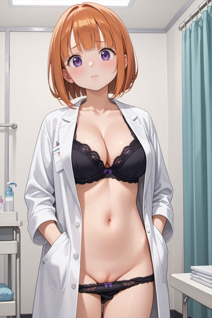 レースのパンティのエロいイラスト(女医)