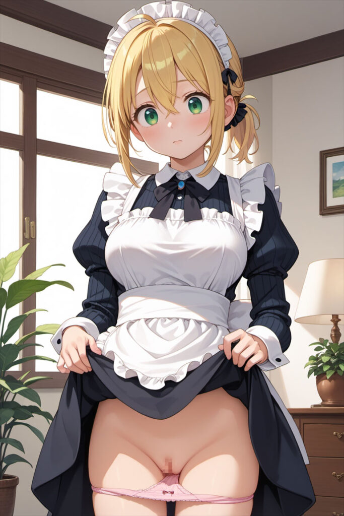 リブのパンティのエロいイラスト(メイド)