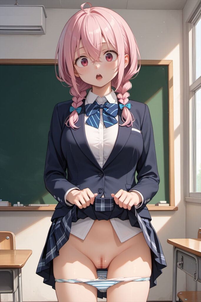 ストライプのパンティのエロいイラスト(JK)
