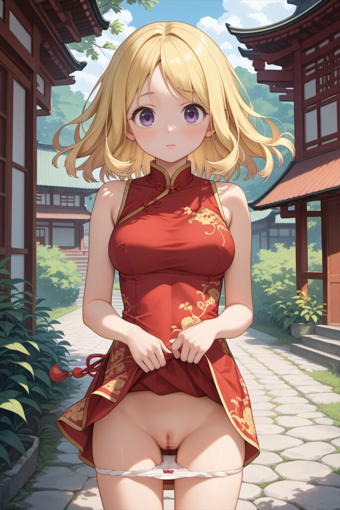 ローライズパンティのエロいイラスト(チャイナドレス)