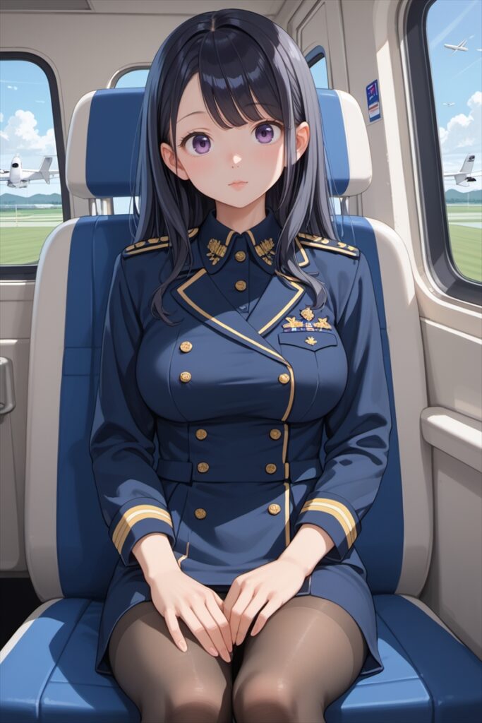 「機内で座るれいな」のAIイラスト02