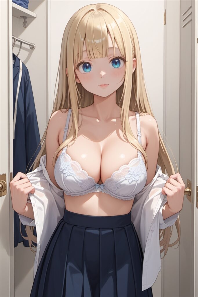 「シャワーを浴びるために着替えをする心春」のエロいAIイラスト02