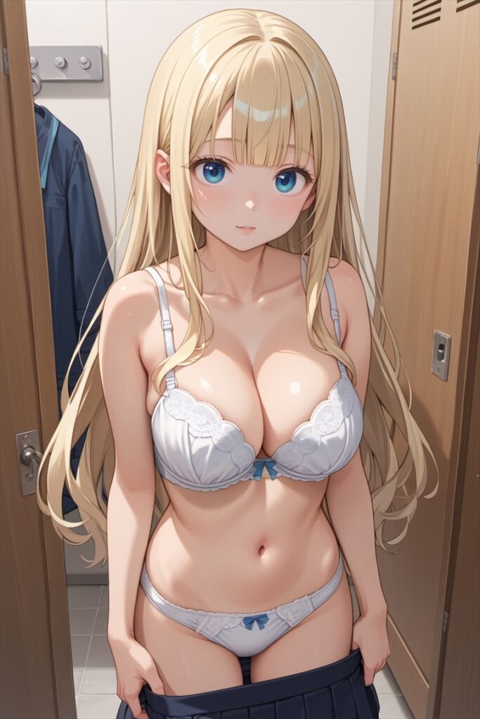 「スカートを脱ぎかけの心春」のエロいAIイラスト02