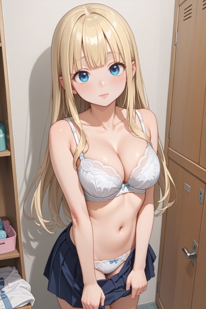 「スカートを脱ぎかけの心春」のエロいAIイラスト01