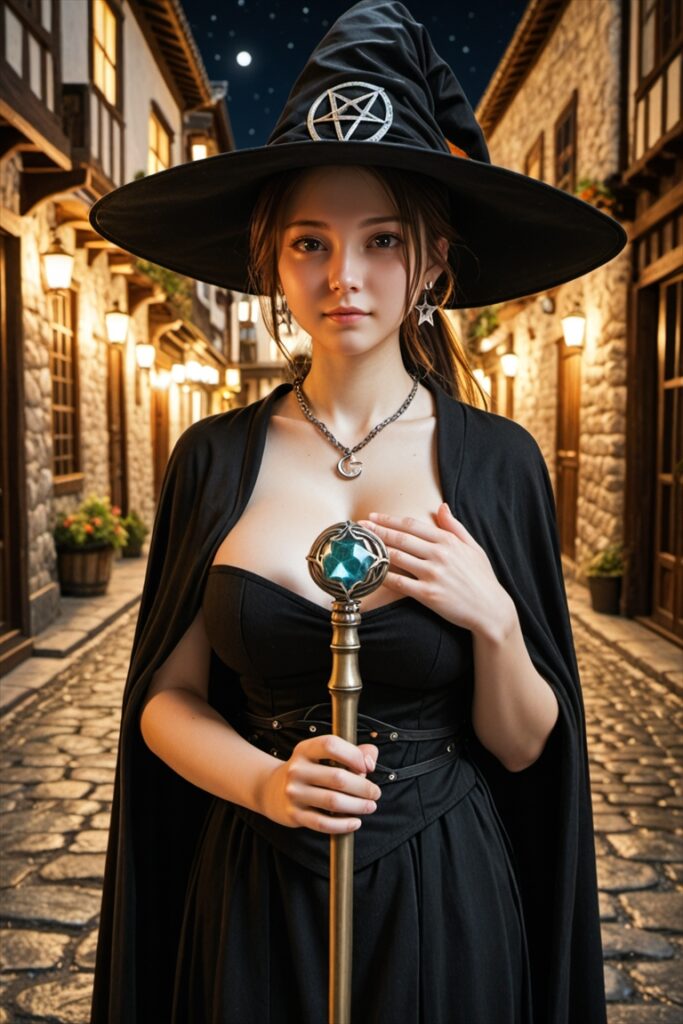 「街に佇む魔法使い」のAIエロ画像03