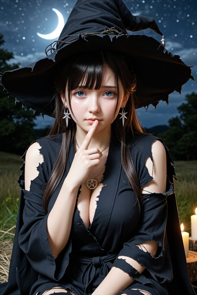 「戦いに敗れ服がボロボロになった魔法使い」のAIエロ画像03