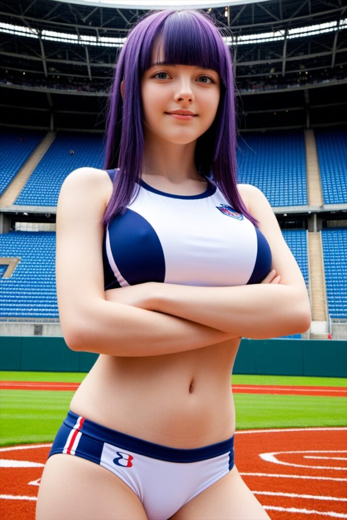 「競技前の巨乳の陸上選手」のAIエロ画像03