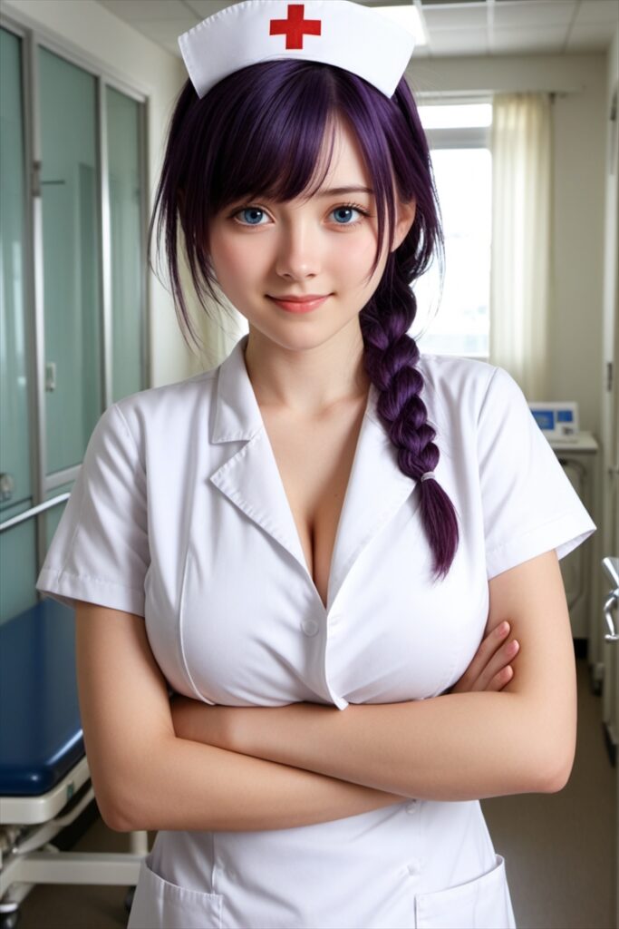 「病診察室に呼び出された巨乳ナース」のAIエロ画像01