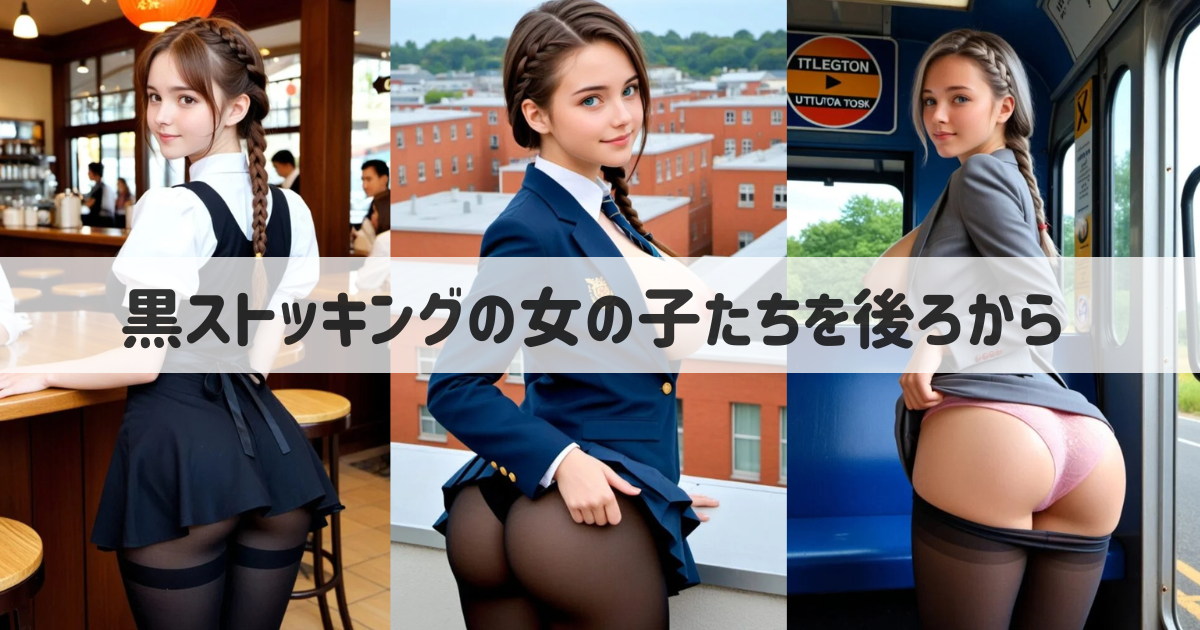 【AI美女のエロ画像】黒ストッキングとヒップラインが印象的なリアルな女の子たち