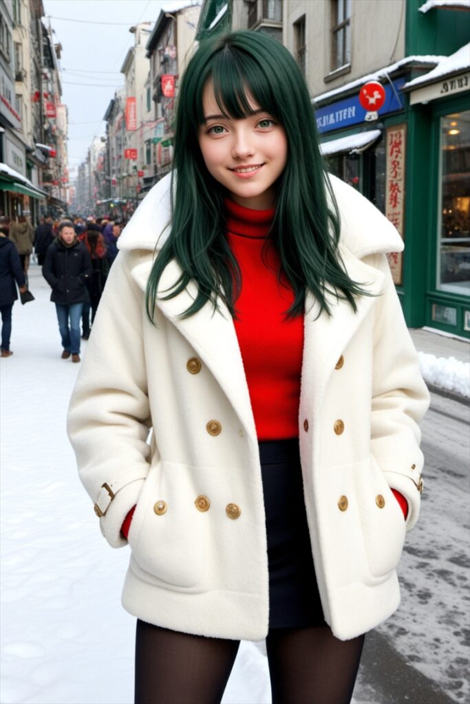 黒ストッキングの美脚が魅力のコートの女の子2