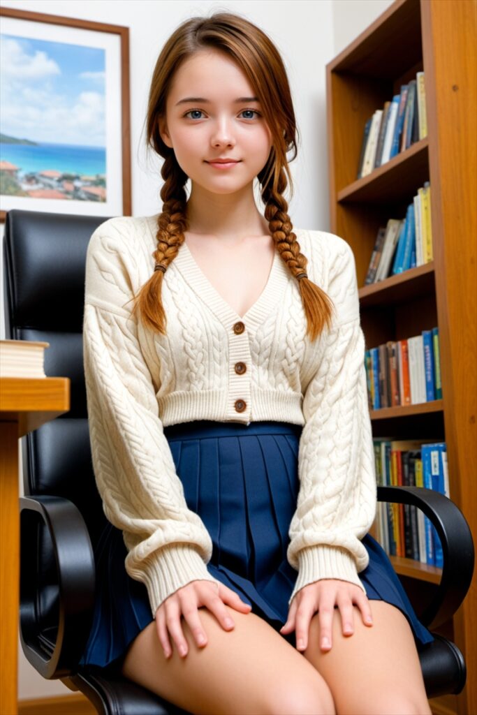 図書館にいるむちむちの太ももの女の子2