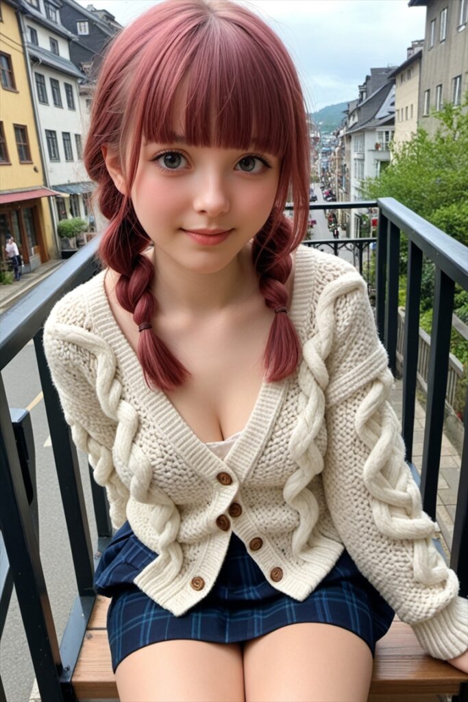 むちむちの太ももをしたカーディガンを着た女の子1