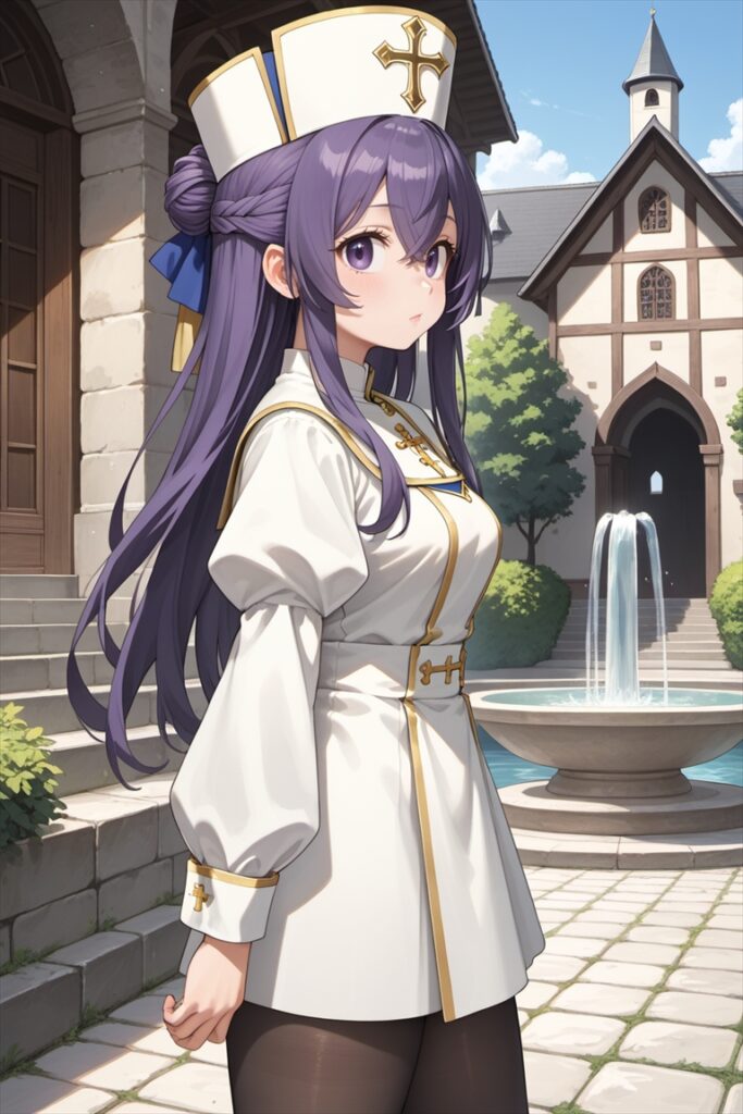 黒ストッキングで佇むファンタジー世界の僧侶2