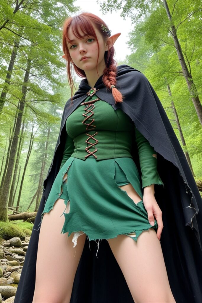 「敵に服を引き裂かれたエルフ」のAIエロ画像2