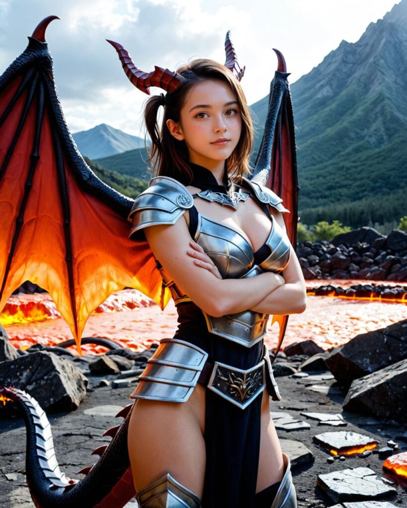 火山に済む竜娘のAI美女画像02