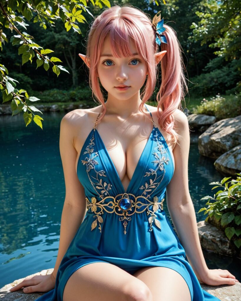 エルフと湖に遊びに行くのAI美女画像01