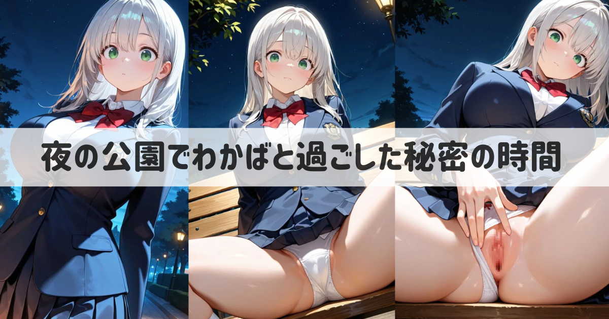 【AIイラスト】夜の公園でわかばと過ごした秘密の時間