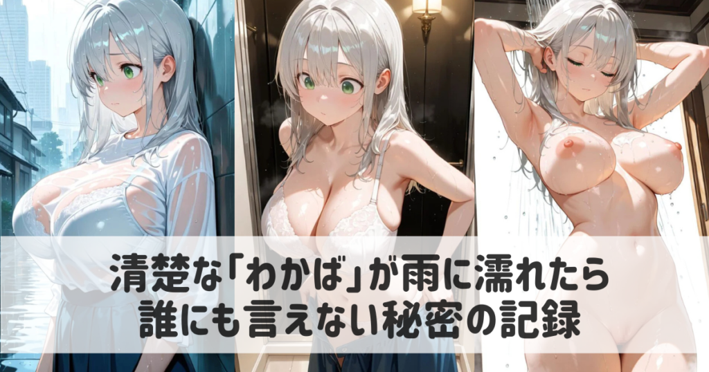 【AIイラスト】清楚なわかばが雨に濡れたら｜誰にも言えない秘密の記録