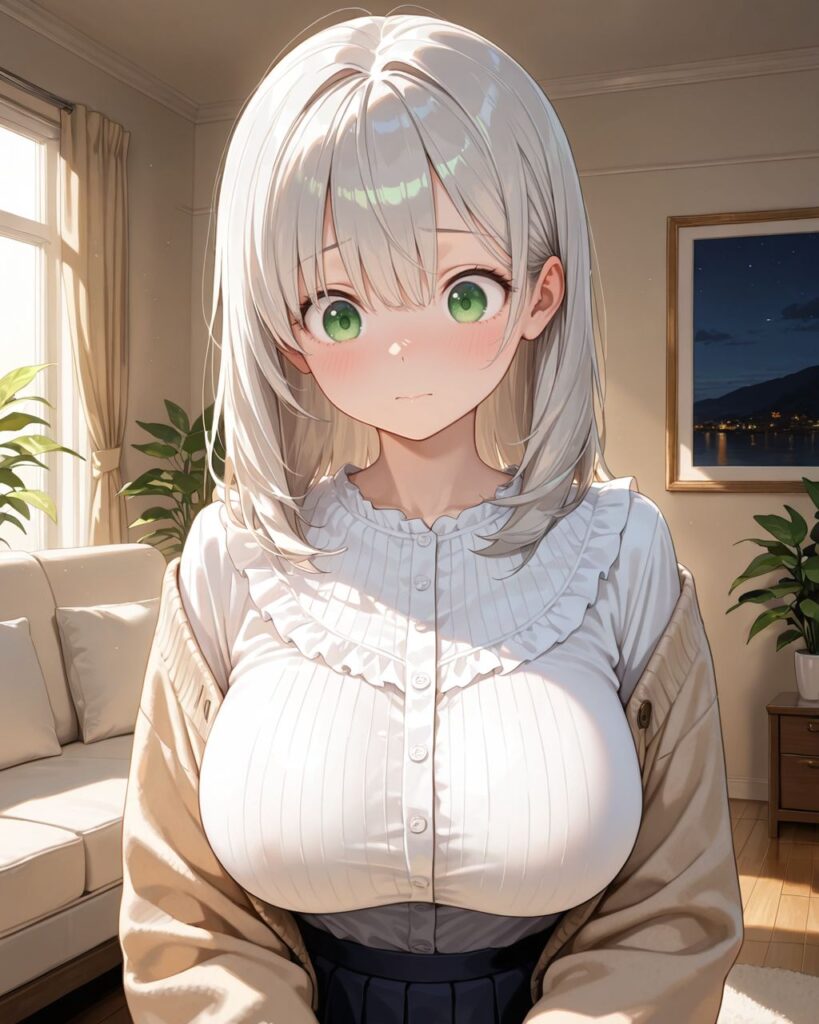 顔を赤らめてこちらを見る「わかば」