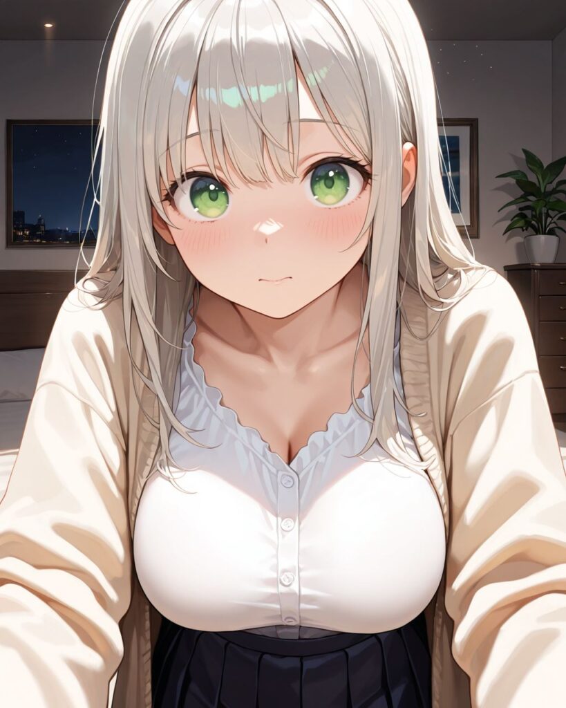 顔を赤らめてこちらを見る「わかば」