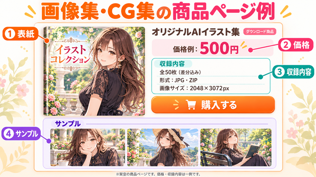 エロいAIイラストの画像集・CG集の商品ページ例